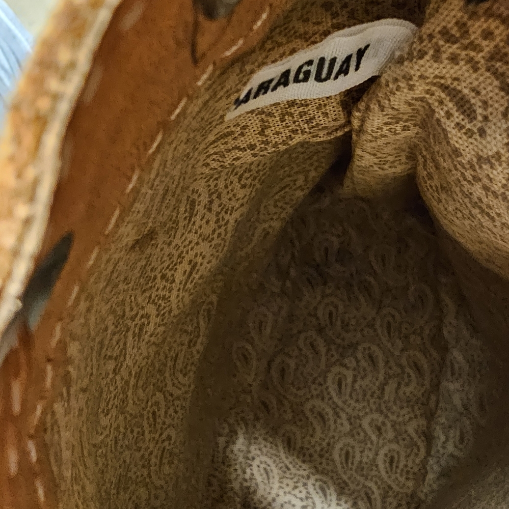 Imported From Paraguay Tooled Leather Drawstring Mini Bucket Crossbody Preloved - Picture 11 of 12